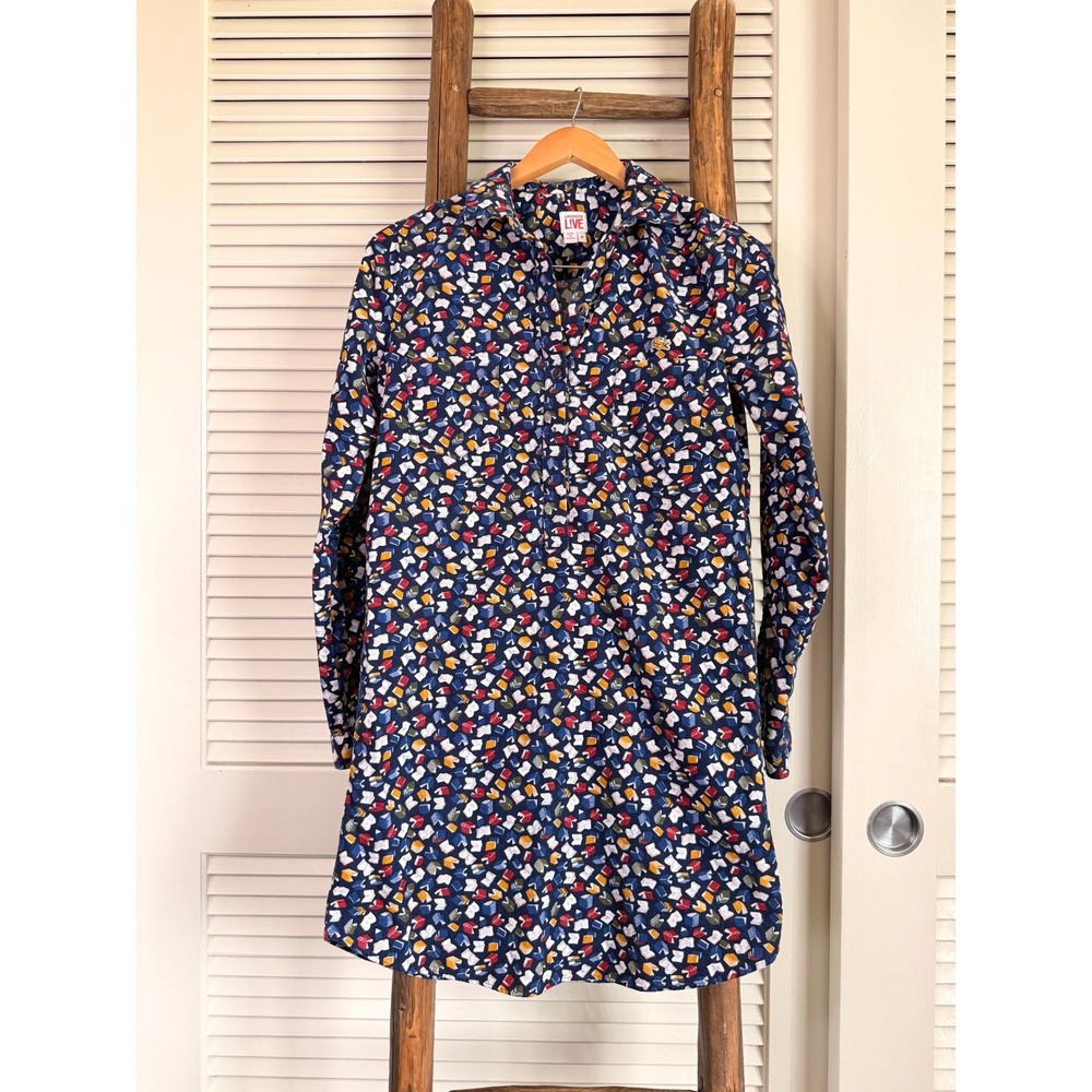 Lacoste L!VE Shirt Dress‎ Medium Blue Multicolor